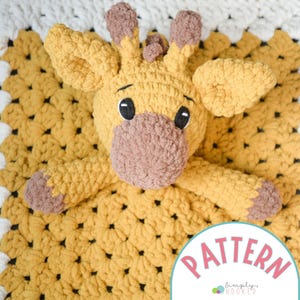 Giraffe Lovey Baby Blanket Crochet Pattern PDF – Easy Amigurumi Blanket Toy for Beginners – Learn Granny Square and Embroider Eyes