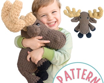 Moose Crochet Pattern PDF Tutorial | Crochet Plushie Pattern | Easy Amigurumi Animal Pattern with Chunky Yarn for Beginners