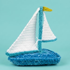 Download do padrão de crochê de barco à vela em PDF | Padrões de brinquedos de crochê | Bichinhos de pelúcia amigurumi fáceis para iniciantes