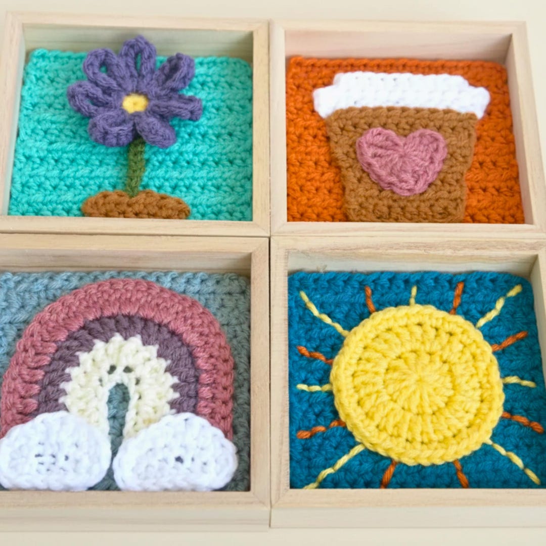 Applique Crochet Pattern Bundle PDF Download | Shadow Box Art Project ...