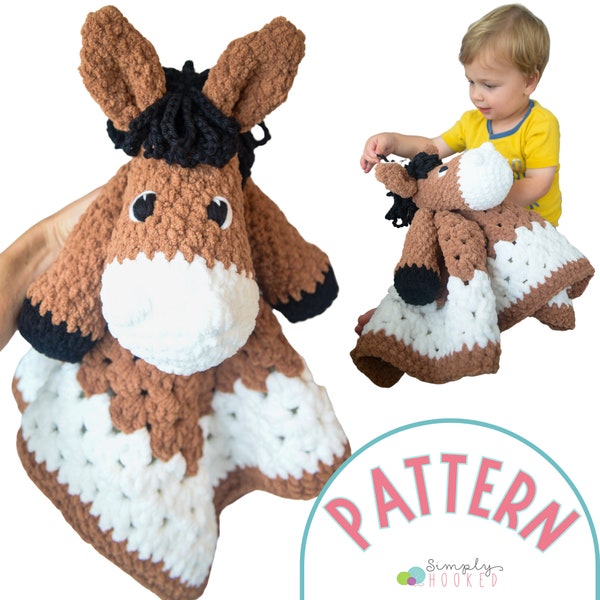 Horse Lovey Crochet Pattern PDF Tutorial | Baby Blanket Crochet Pattern | Easy Crochet Animal Pattern with Chunky Yarn for Beginners