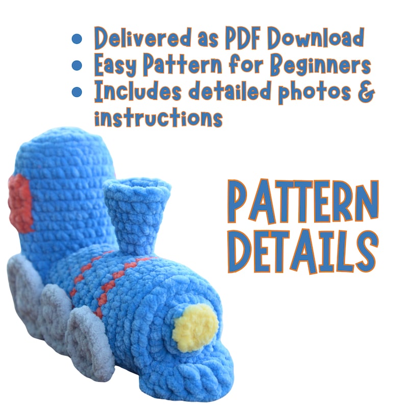 Train Crochet Pattern PDF Tutorial Crochet Toy Patterns Easy Crochet Stuffie Pattern With Chunky Yarn for Beginners image 6