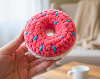 Patrón de ganchillo de donut en PDF para descargar / Patrones de juguetes de ganchillo / Proyecto fácil de comida de peluche o alfiletero para principiantes