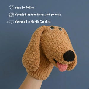 Patrón de marioneta de mano de perro a crochet / Patrón de animal a crochet / Marioneta de peluche amigurumi fácil en PDF para principiantes imagen 6