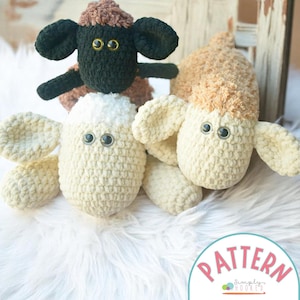 Crochet Sheep Pattern Bundle – 3 Easy Plush Projects for Beginners – PDF Patterns for Snugglers and Stuffed Sheep – Chunky Yarn Toys