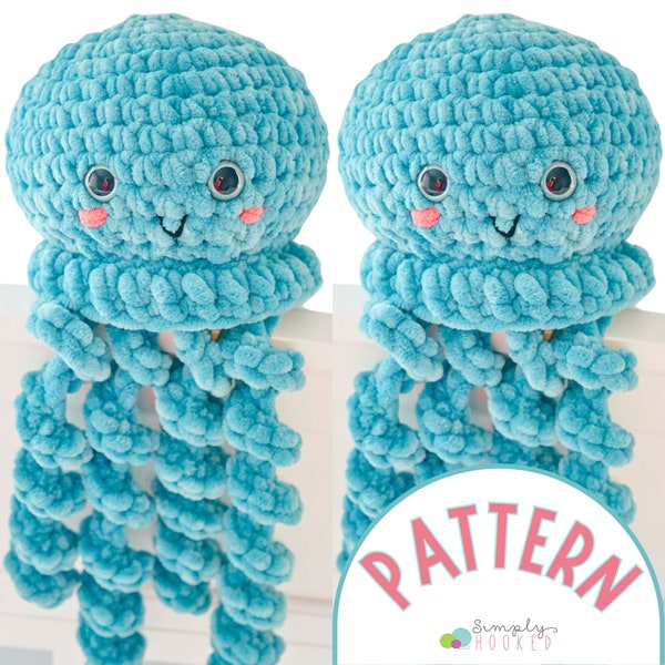 Jellyfish Crochet Pattern PDF Tutorial | Crochet Toy Patterns | Easy Crochet Stuffie Animal Pattern With Jumbo Yarn for Beginners