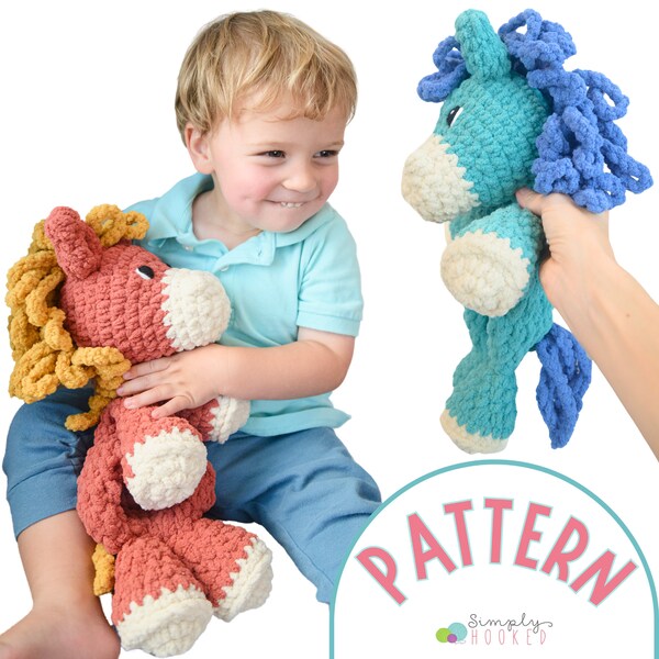 Crochet Horse Snuggler Pattern PDF Tutorial | Amigurumi Crochet Pattern | Easy Crochet Toy Pattern With Chunky Yarn for Beginners