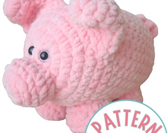 Amigurumi Pig Crochet Pattern PDF Tutorial | Crochet Toy Patterns | Easy Crochet Farm Animal Pattern With Chunky Yarn for Beginners