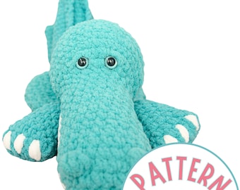 Alligator Crochet Snuggler Pattern PDF Tutorial | Crochet Toy Patterns | Easy Crochet Lovey Pattern With Chunky Yarn for Beginners