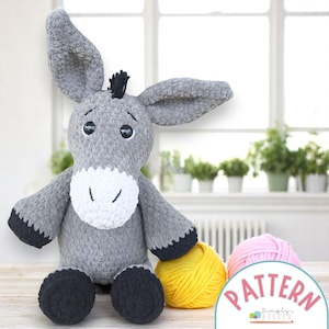 Donkey Crochet Pattern PDF – Beginner Amigurumi Farm Animal – Stuffed Plush Toy – Bulky Yarn Donkey for Baby Gift or Market Booth