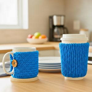 Knitting Machine Coffee Cozy Pattern | 22-Pin Addi Express Mug Cozies (PDF + Video Tutorial)