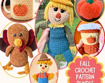 Fall Amigurumi Crochet Pattern Bundle, Beginner-Friendly Plushie Designs, Thanksgiving PDF Set
