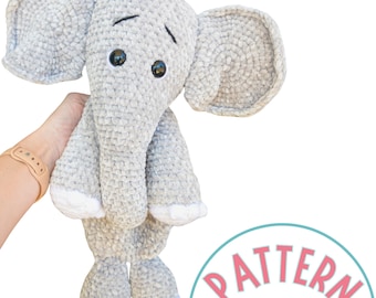 Elephant Crochet Pattern PDF Tutorial | Crochet Lovey Pattern | Easy Crochet Animal Amigurumi Pattern for Beginners