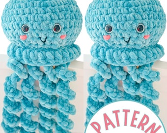Crochet Jellyfish Plushie Pattern PDF Tutorial | Crochet Toy Patterns | Easy Crochet Animal Pattern With Chunky Yarn for Beginners