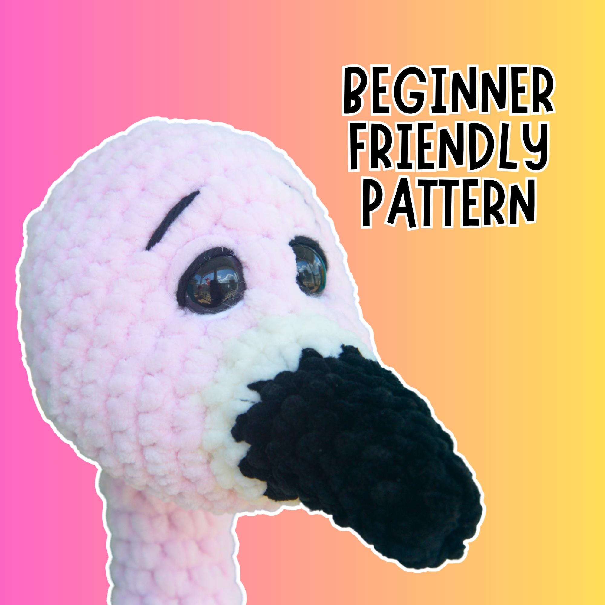 フラミンゴのかぎ針編みパターン：初心者向けぬいぐるみ（PDFパターン