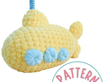 Submarine Crochet Pattern PDF Tutorial | Crochet Toy Patterns | Easy Crochet Baby Pattern With Chunky Yarn For Beginners