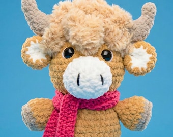 Patrón de vaca de las Tierras Altas a crochet en PDF para descargar / Patrones de animales a crochet / Peluches amigurumi fáciles para principiantes