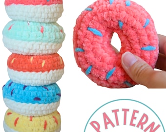 Crochet Donut Pattern PDF Tutorial | Crochet Toy Patterns | Easy Crochet Play Food Pattern With Chunky Yarn for Beginners