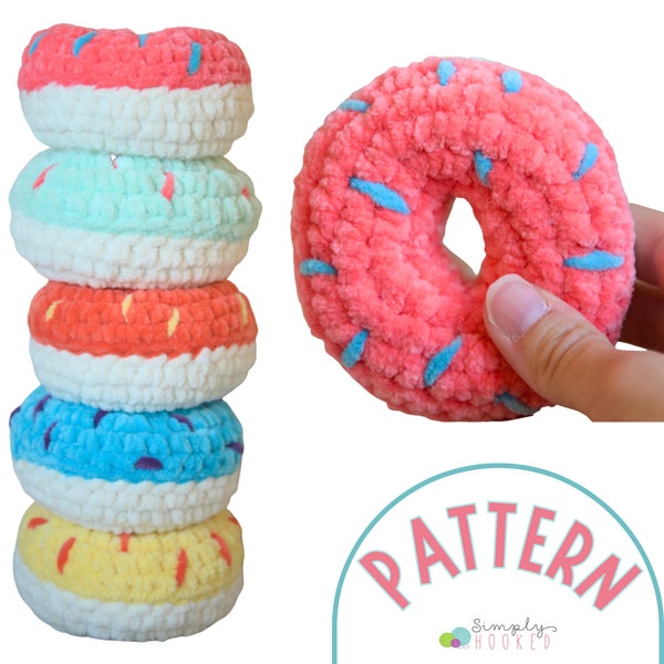 Crochet Donut Pattern PDF Tutorial | Crochet Toy Patterns | Easy Crochet Play Food Pattern With Chunky Yarn for Beginners