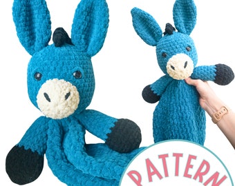 Donkey Crochet Lovey Pattern PDF Tutorial | Crochet Toy Patterns | Easy Crochet Animal Pattern With Chunky Yarn for Beginners