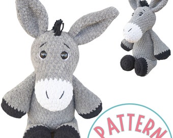 Donkey Crochet Pattern PDF Tutorial | Crochet Plushie Pattern | Easy Amigurumi Farm Animal Pattern with Chunky Yarn for Beginners