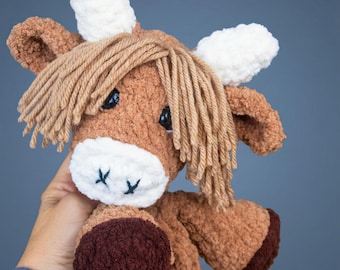 Patrón de vaca de las Tierras Altas a crochet en PDF para descargar / Patrones de animales a crochet / Peluches amigurumi fáciles para principiantes