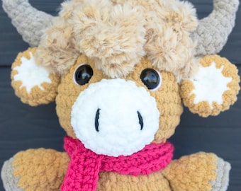 Highland Cow Crochet Pattern PDF Download | Crochet Animal Patterns | Easy Amigurumi Plushies for Beginners