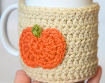 Pumpkin Mug Cozy Crochet Pattern PDF | Fall Coffee Sleeve with Coaster