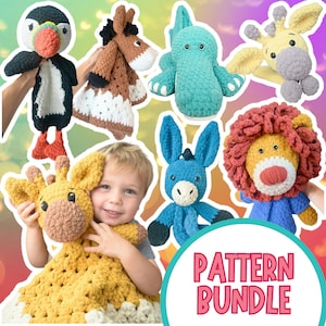 Crochet Animal Patterns Bundle: Beginner Plushies, Loveys, Snugglers (PDF)