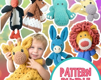 Crochet Animal Pattern Bundle | Plushies, Loveys & Snuggler PDF Patterns | Easy Beginner Amigurumi Collection
