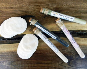 Facial Clay and Herbal Powder Mask Set, Set of 4, Kaolin Charcoal, Kaolin Lavender Powder, Kaolin Matcha Powder, Kaolin Rose Petal Powder