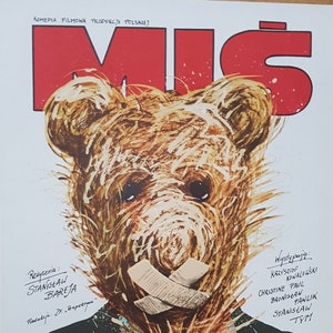 MIS, Teddy Bear, Very good condition, Polish Poster, 1980s, Andrzej Pagowski, 18x13&quot;, movie poster, Solidarity, Polish comedy, Polish movies