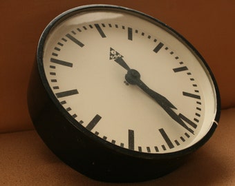 Industrial wall clock, Pragotron, 13", Czechoslovakia, Station Wall Clock, Station Clock, Industrial Clock, Factory clock, School clock,Rare