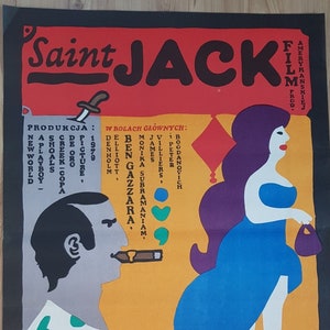 Poster polacco - Saint Jack ORIGINALE 1983 Poster del film polacco - Peter Bogdanovich - Mlodozeniec Art - Film americani -