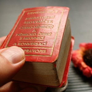 Mini books, Vintage Pocket Dictionary, Czech German Dictionary, Pocket Book, , Liliput, mini dictionary, leather, German Czech Dictionary