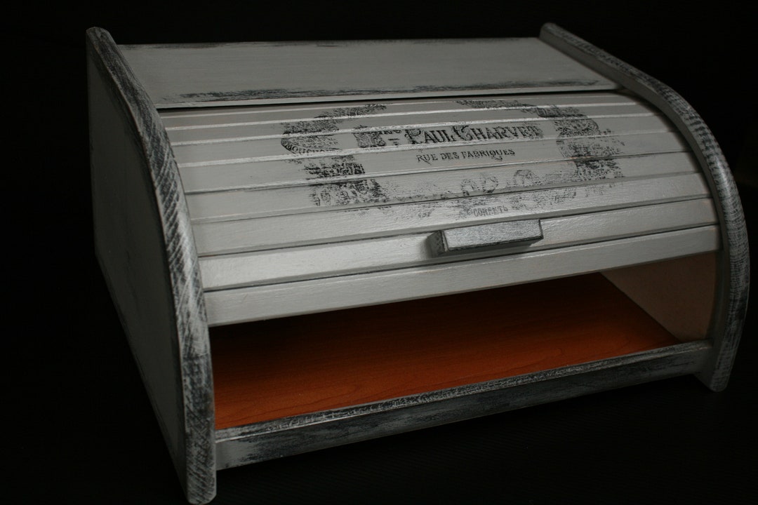 Vintage BREAD BOX, BREAD Bin, Grey Bread Box, Distressed Bread Box