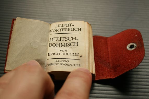 Mini Books Vintage Pocket Dictionary Czech German Leather Etsy