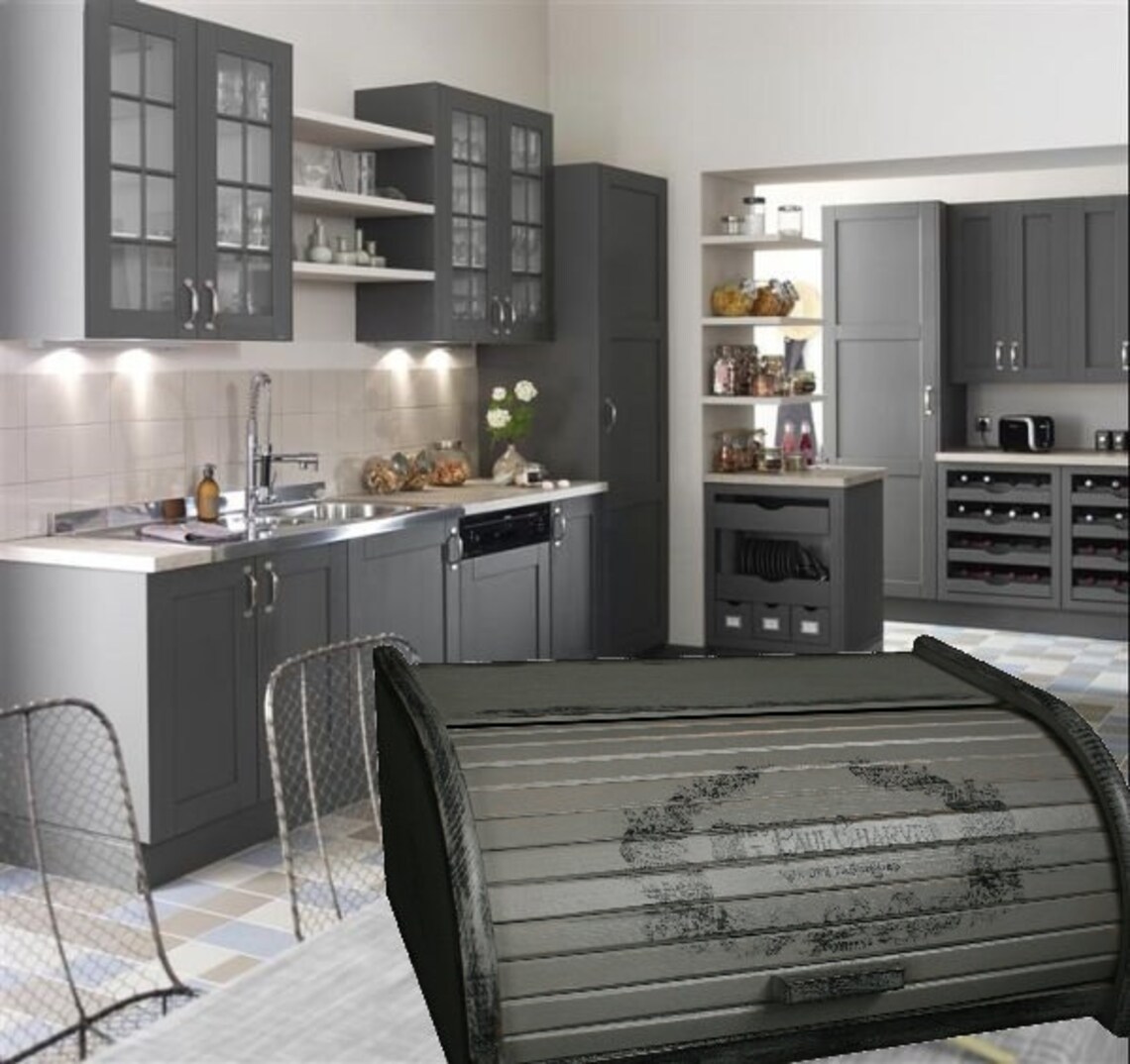 Grey BREAD BOX Grey Bread Bin Vintage Bread Box BREAD Bin Etsy