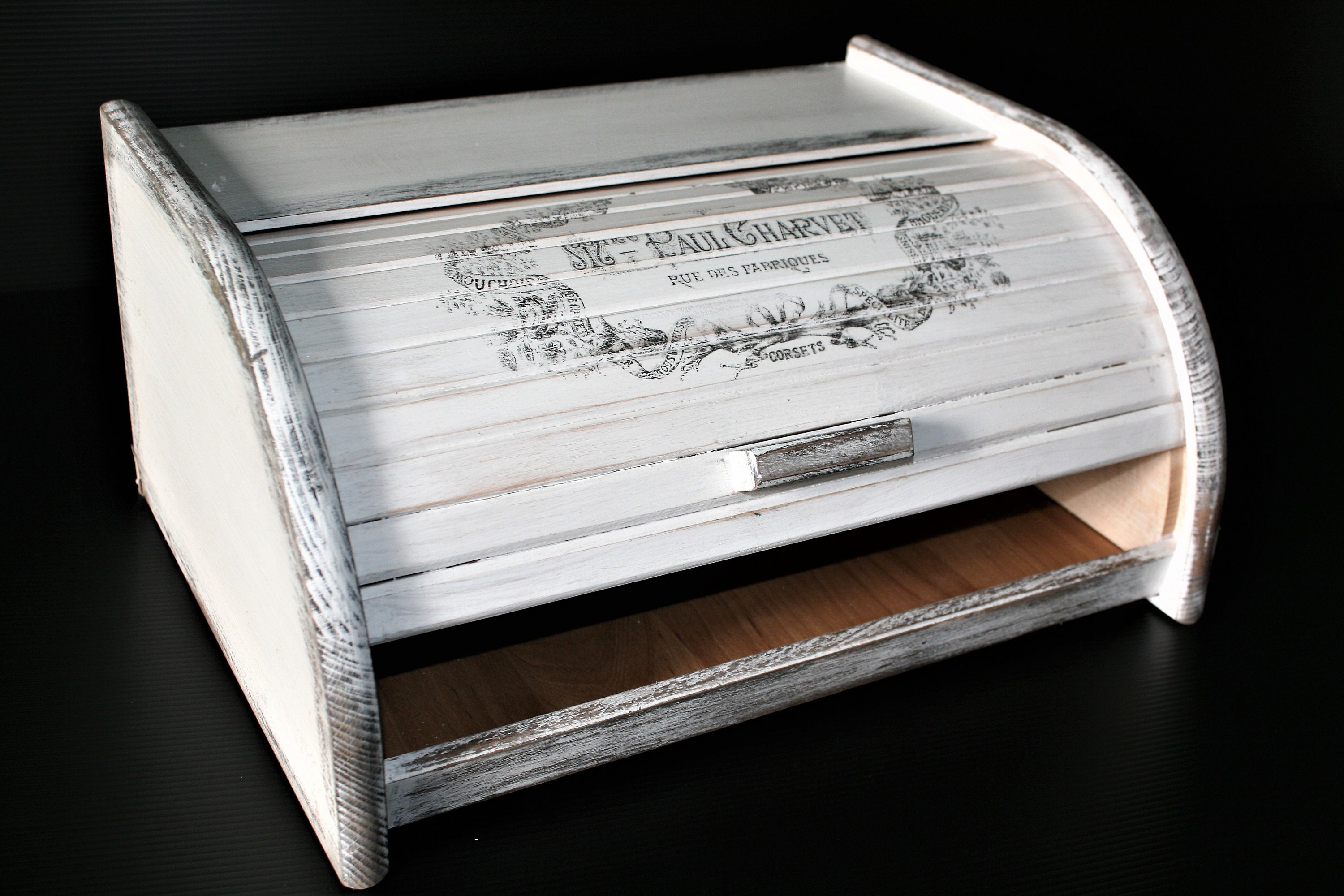 Bread BIN Bread Box White BREAD BOX Distressed Bread Bin Etsy