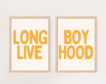 Long Live Boyhood Print, Boys Room Wall Art, Nursery Wall Art, Playroom Wall Art