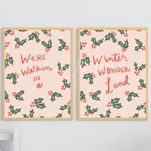 Walking In A Winter Wonderland Print, Set of Two Christmas Prints