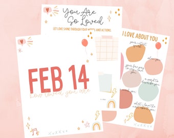 Valentine's Day Print, Kids About Me, Valentine's Scrapbook, Valentine's Day Activity, Growth Chart, Kids Journal, Kids Notebook, Valentine
