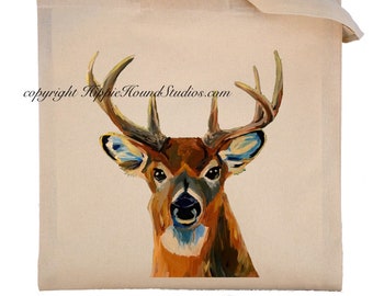 Elk in a Row Deer Hunter Hunting Grocery Travel Reusable Tote Bag