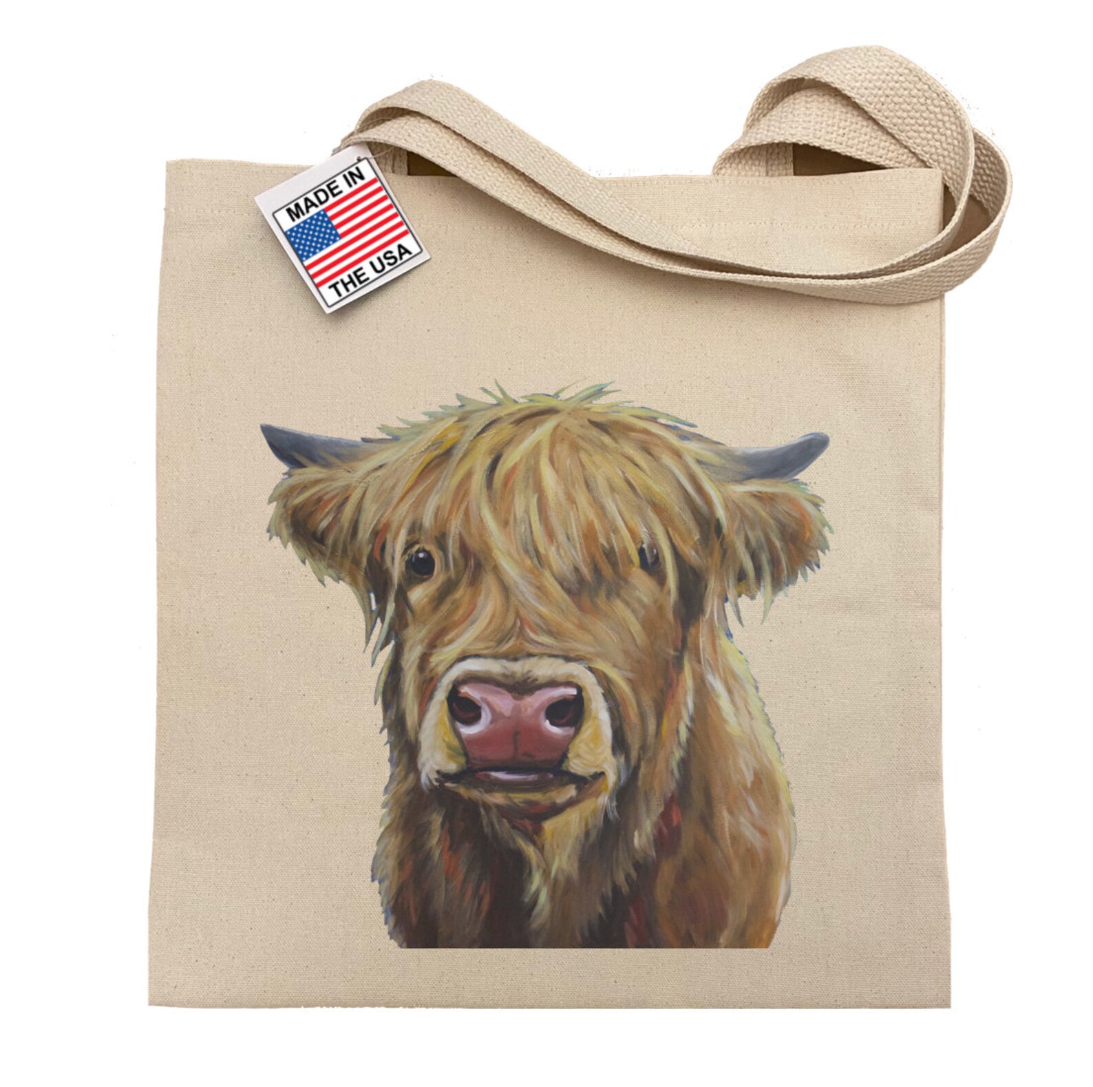 Cow Tote Bag Scottish Highland Cow Art on tote bag Cow Lover Etsy