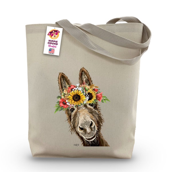 Fall Sunflower Donkey Tote Bag - Option to Personalize Donkey Lover Gift -  Sunflower Donkey Gifts - Donkey tote bag