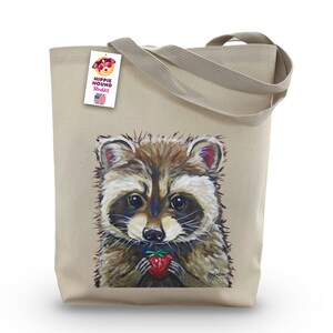Raccoon Tote Bag - Raccoon  Lover Gift -  whimsical baby Raccoon tote -  Cute Raccoon  totes - Fun colorful animal tote - Raccoon art tote