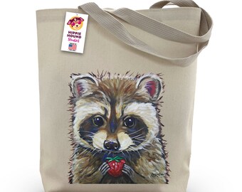 Bolsa de mapache - Regalo para amantes de los mapaches - Bolsa de mapache caprichosa - Bolsas de mapache lindas - Bolsa de animal colorido y divertido - Bolsa de arte de mapache