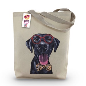 Black Lab Tote Bag -  Black Labrador art tote -  Black Lab Lover Gift - Black Labrador dog totes  -Black Labrador tote bags