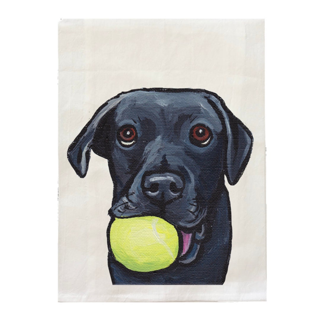 Black Lab Tea Towel Option to Personalize Dog Tea Towel Labrador Flour