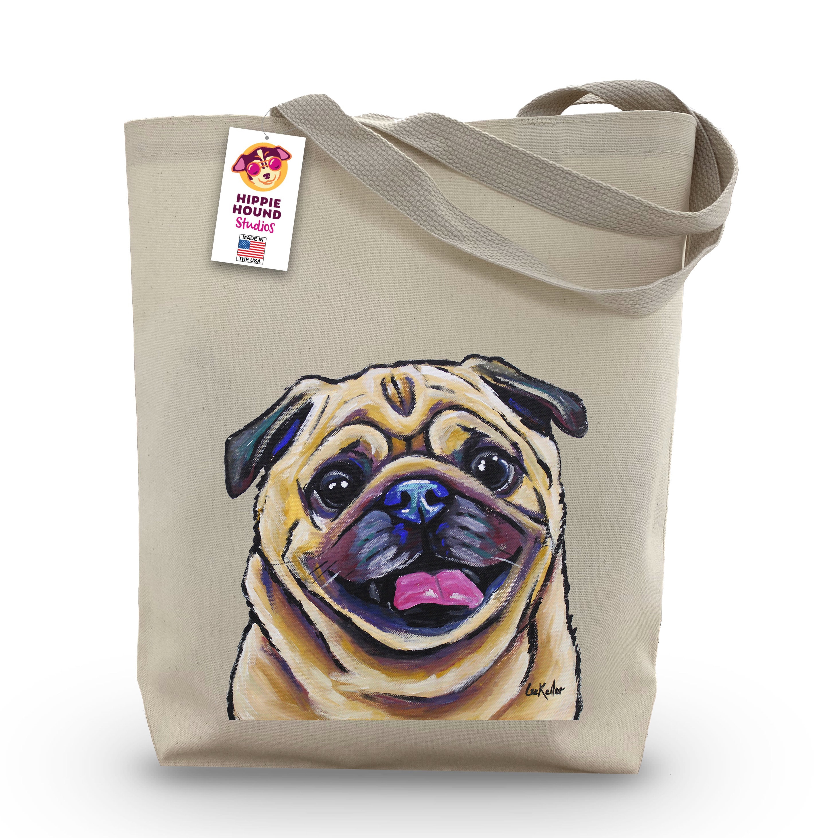 Tote Bag – Pug – Personalize with Name – Mom's Charm
